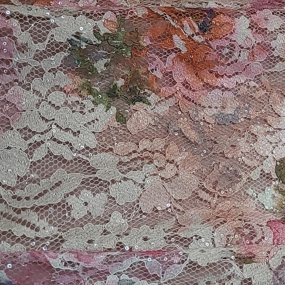 Pink Floral Sequin Lace Midi Dress - Picture 2 of 4